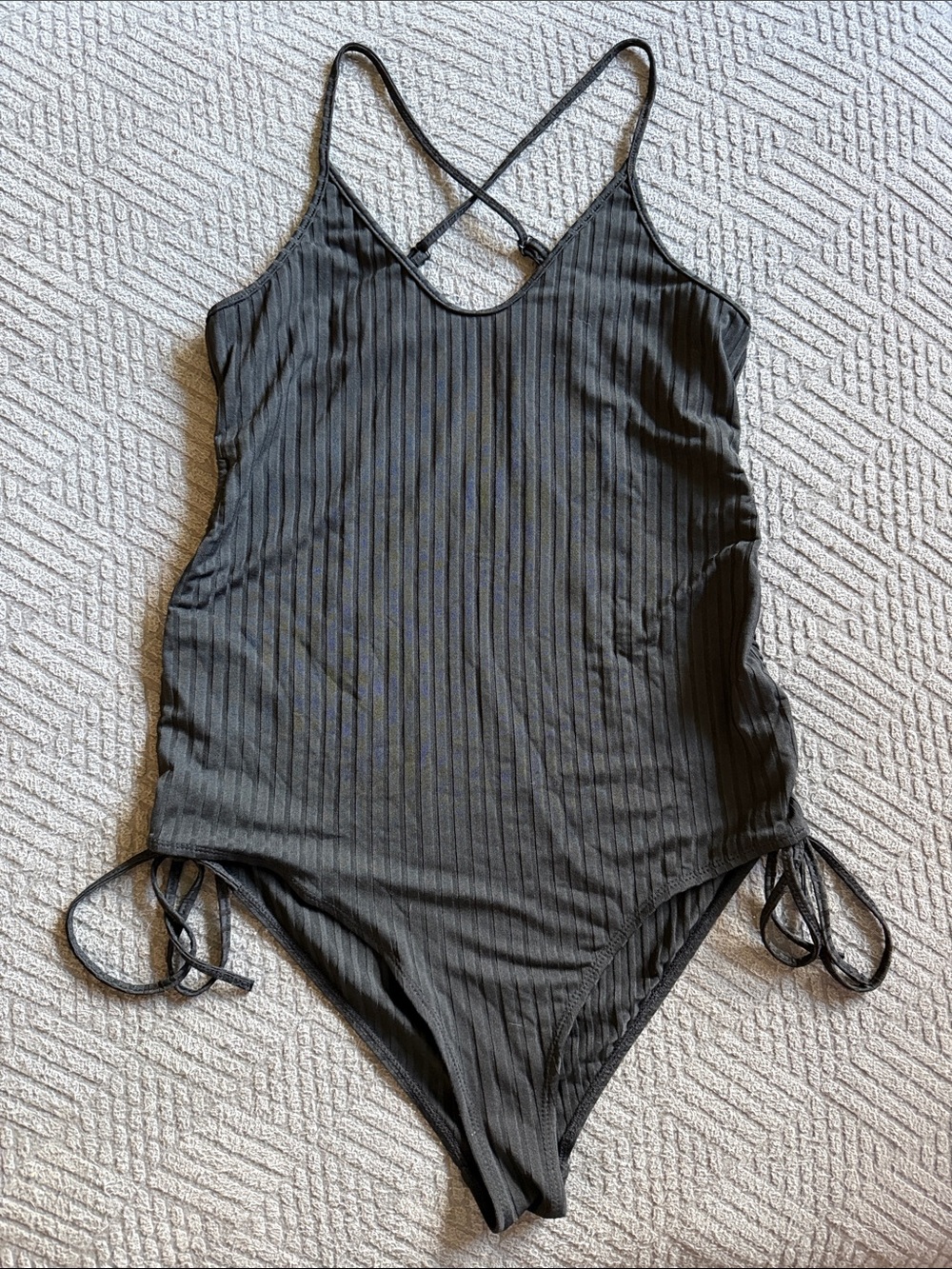 Black Ribbed One-Piece Swimsuit